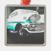 1958 chevy impala hellblau Klassiker Auto Ornament Aus Metall (Vorne)