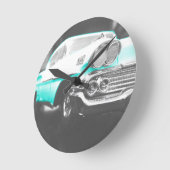 1958 chevy impala hellblau Klassiker Auto Runde Wanduhr (Winkel)