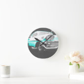 1958 chevy impala hellblau Klassiker Auto Runde Wanduhr (Zuhause)