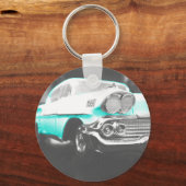 1958 chevy impala hellblau Klassiker Auto Schlüsselanhänger (Vorderseite)