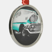 1958 chevy impala hellblau Klassiker Auto Silbernes Ornament (Rechts)
