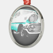 1958 chevy impala hellblau Klassiker Auto Silbernes Ornament (Links)