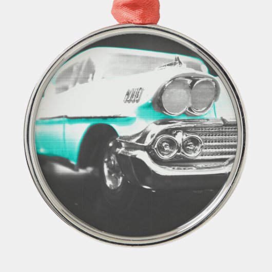 1958 chevy impala hellblau Klassiker Auto Silbernes Ornament (Vorne)
