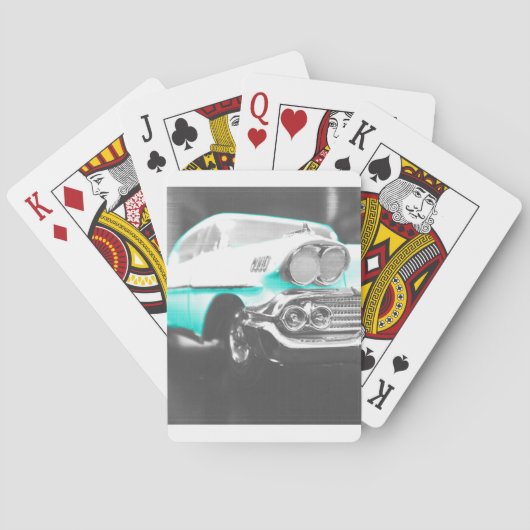 1958 chevy impala hellblau Klassiker Auto Spielkarten (Rückseite)