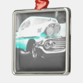 1958 Chevy Impala hellblauer Oldtimer Ornament Aus Metall (Links)