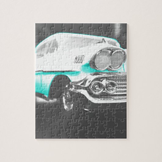 1958 Chevy Impala hellblauer Oldtimer Puzzle (Vertikal)