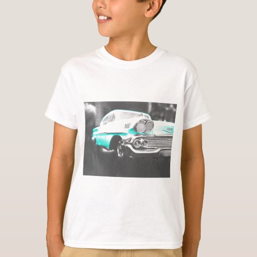 1958 Chevy Impala hellblauer Oldtimer T-Shirt (Vorderseite)