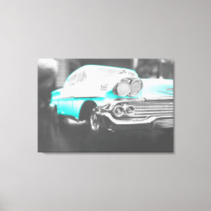 1958 Chevy Impala in strahlendem Blau Leinwanddruck