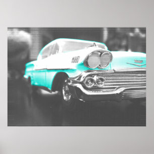 1958 Chevy Impala in strahlendem Blau Poster
