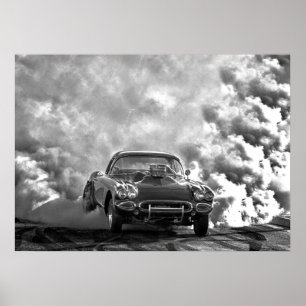 1958 corvette burn out poster