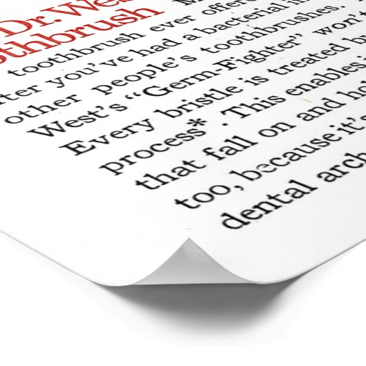 1958 Dr. West Zahnpasta Poster (Ecke)