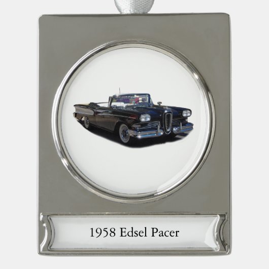 1958 Edsel Pacer-Bannerdekoration Banner-Ornament Silber (Vorderseite)