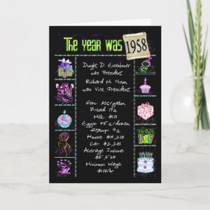 1958 Geburtstag Spaß Trivia Karte