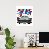 1958,Impala,Rockabilly,rusty car,distressed,Tailfi Poster (Heimbüro)