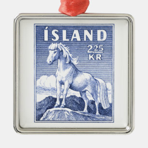 1958 Isländische Pferdepferd-Briefmarke Ornament Aus Metall