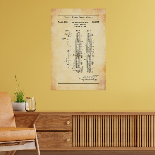1958 US-Patent 2844902 - Füllfederpistole Poster (Wohnzimmer 2)