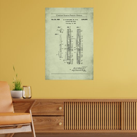 1958 US-Patent 2844902 - Füllfederpistole Poster (Wohnzimmer 2)
