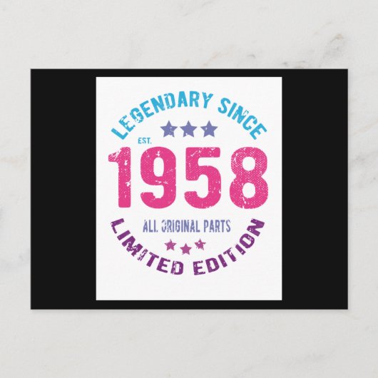 1958 Vintager Geburtstag Postkarte (Vorderseite)