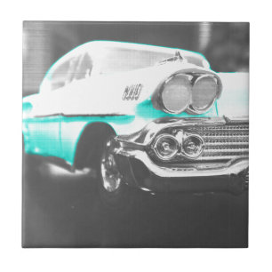 1958er Chevy Impala strahlend blaues Oldtimer-Auto Fliese
