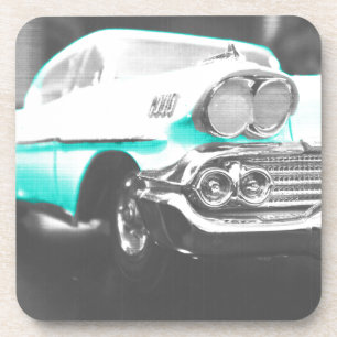 1958er Chevy Impala strahlend blaues Oldtimer-Auto Untersetzer