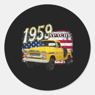 1959 59 Apache Truck 4. Juli Amerikanisch Runder Aufkleber