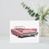 1959 Cadillac Pink Car Postkarte (Stehend Vorderseite)