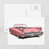 1959 Cadillac Pink Car Postkarte (Vorne/Hinten)