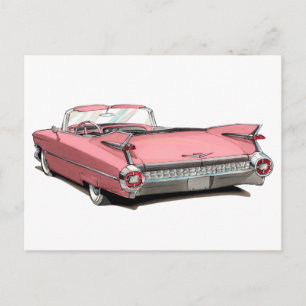 1959 Cadillac Pink Car Postkarte