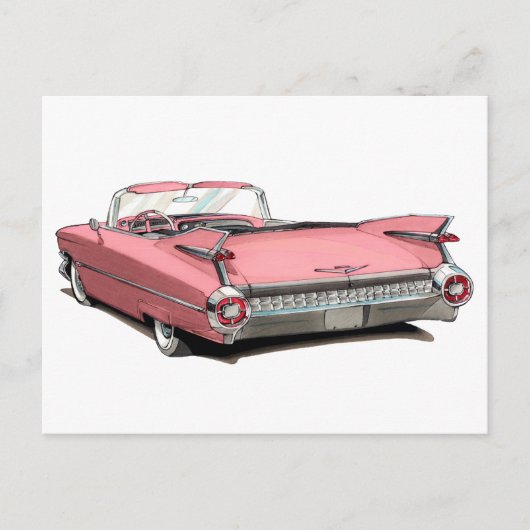 1959 Cadillac Pink Car Postkarte (Vorderseite)