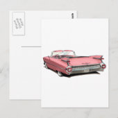 1959 Cadillac Pink Car Postkarte (Vorne/Hinten)