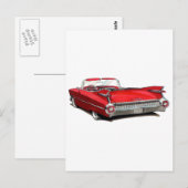 1959 Cadillac Red Car Postkarte (Vorne/Hinten)