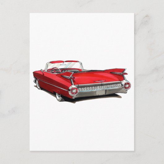 1959 Cadillac Red Car Postkarte (Vorderseite)