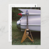 1959 Futuristic Electric Guitar & Car Postkarte (Vorne/Hinten)