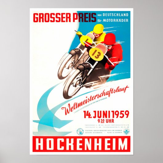 1959 Hockenheim Motorräder Grand Prix Poster (Vorne)