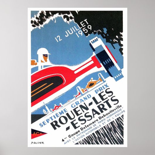 1959 Rennstrecke Rouen Les Essarts - Großer Preis  Poster (Vorne)