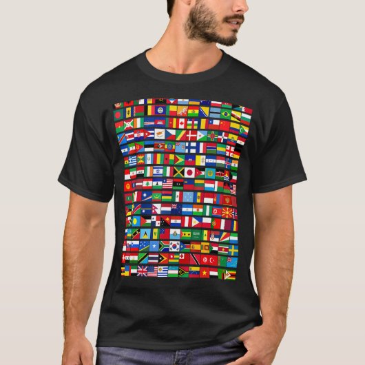 195 Flaggen aller Länder der Welt T-Shirt (Vorderseite)