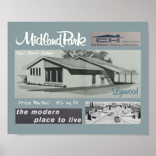 1960 Bestseller Modernistisches Haus Poster
