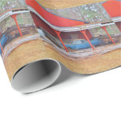 1960 BLAUE SADAND DEVILLE Antiker Wagen Geschenkpapier (Rolleneckpunkt)