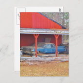 1960 BLAUES SADAND DEVILLE antikes Auto Postkarte (Vorne/Hinten)