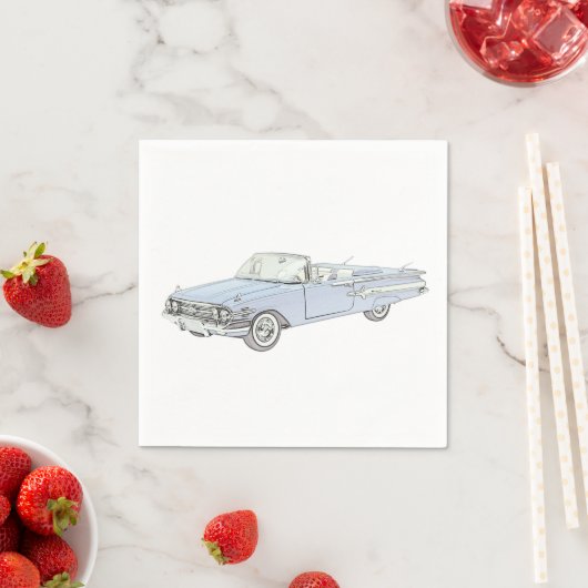 1960 Chevy Impala Blue Convertible Art Paper Party Serviette (Beispiel)