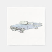1960 Chevy Impala Blue Convertible Art Paper Party Serviette (Vorderseite)