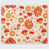 1960 flammende Pop-Kunstvalentinen flammen Feuerle Geschenkpapier (Flach)