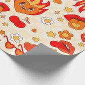 1960 flammende Pop-Kunstvalentinen flammen Feuerle Geschenkpapier (Ecke)