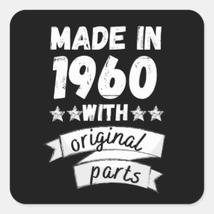 1960 mit Originalteilen hergestellt, Quadratischer Aufkleber