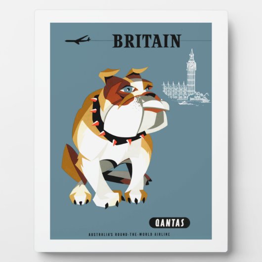 1960 Qantas Britain Bulldog Travel Poster Fotoplatte (Vorderseite)