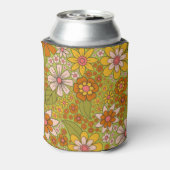 1960er, 1970er Jahre, grün & orange Retro floral Dosenkühler (Kanne Rückseite)