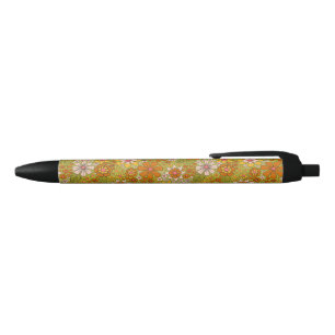 1960er, 1970er Jahre, grün & orange Retro floral Kugelschreiber