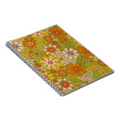 1960er, 1970er Jahre, grün & orange Retro floral Notizblock (Rechte Seite)