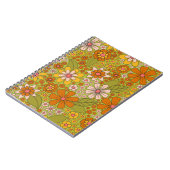 1960er, 1970er Jahre, grün & orange Retro floral Notizblock (Linke Seite)