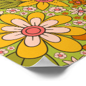 1960er, 1970er Jahre, grün & orange Retro floral Poster (Ecke)